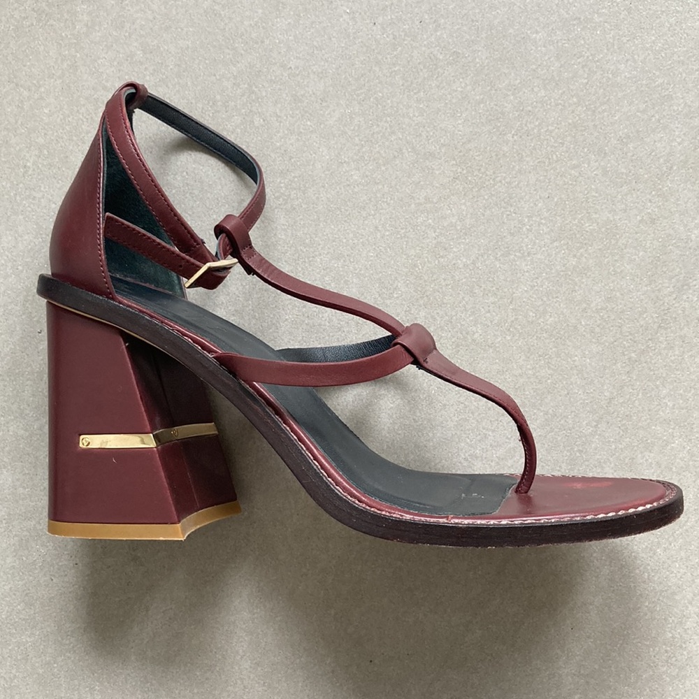 TIBI burgundy t-strap heels size 38